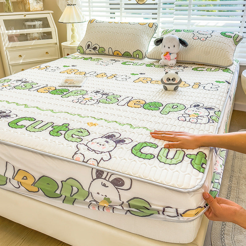 Quilted Floral Pattern Mattress Protector