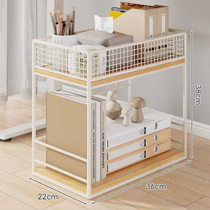 Compact Two-Tier Metal Mesh Desk Organizer Shelf