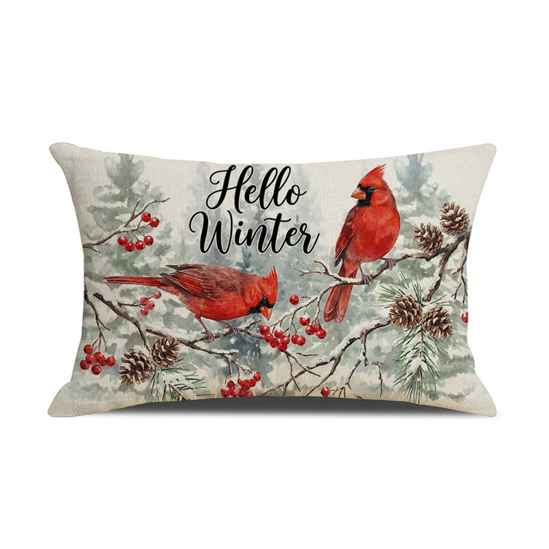 Decorative Rectangular Linen Cushion Cover with Nutcracker Ballet Christmas Print