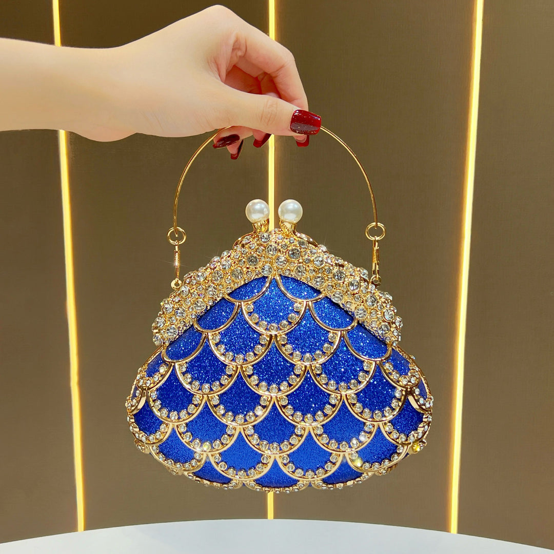 Decorative Pearl-Accented Evening Clutch