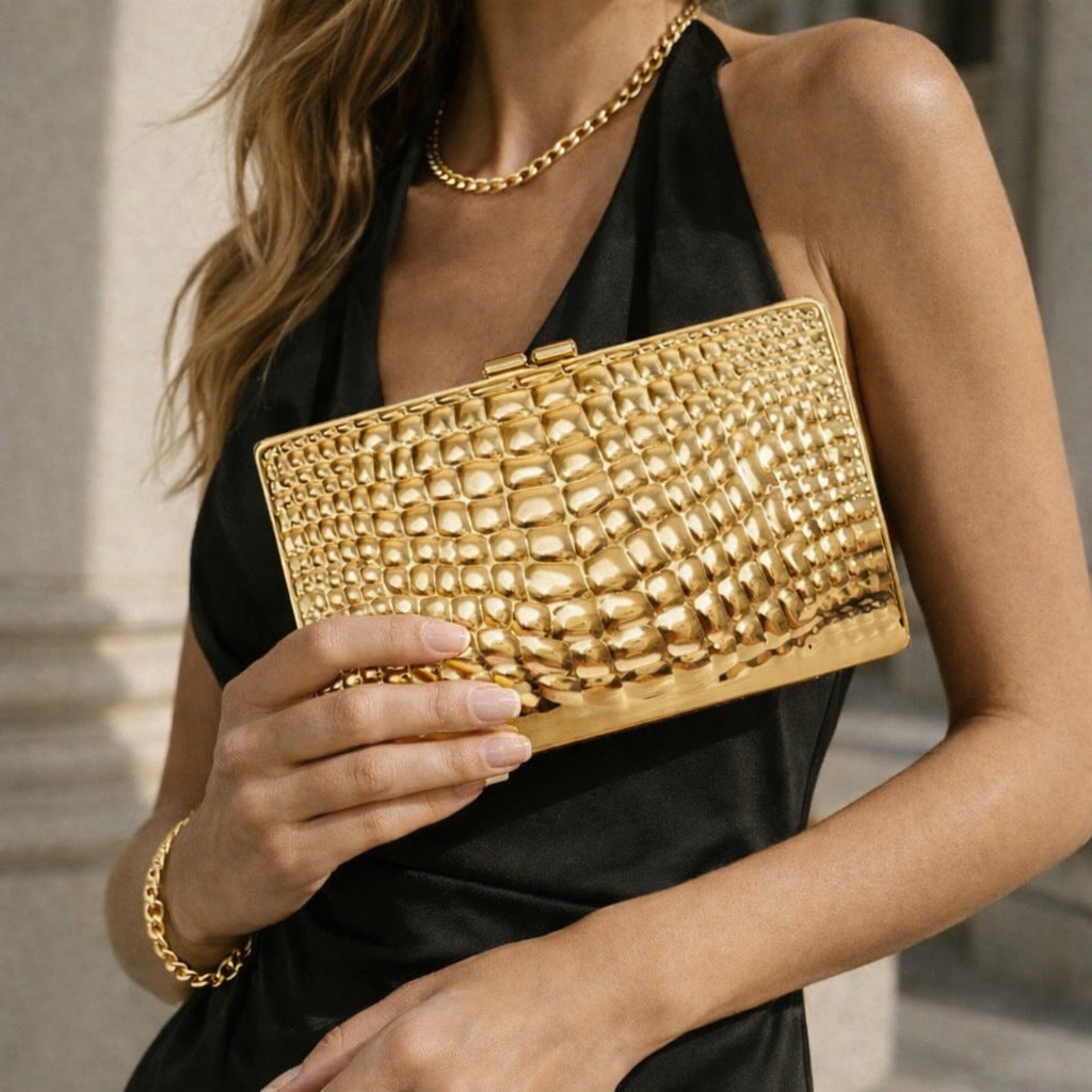 Sculpted Metallic Clutch