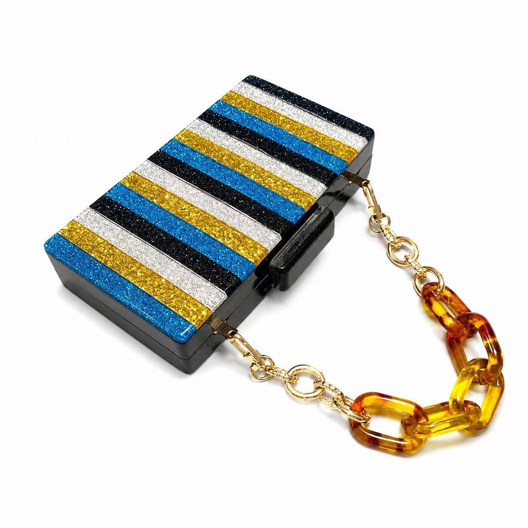 Glittery Striped Evening Clutch