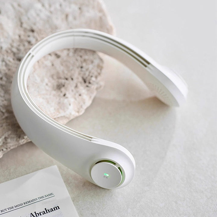 Unisex nan ergonomic neck fan bladeless with rechargeable battery, quiet motor, and adjustable airflow Stornfield