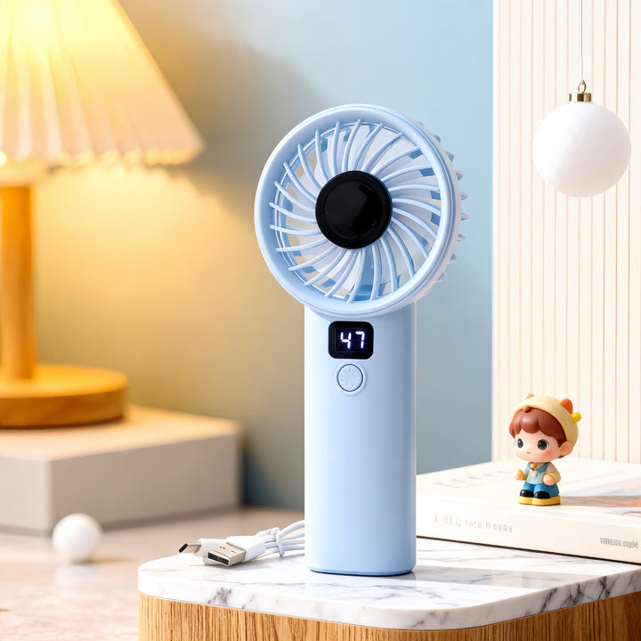 Ladies Portable Hand Fan with LCD Display and Variable Speed Control Stornfield