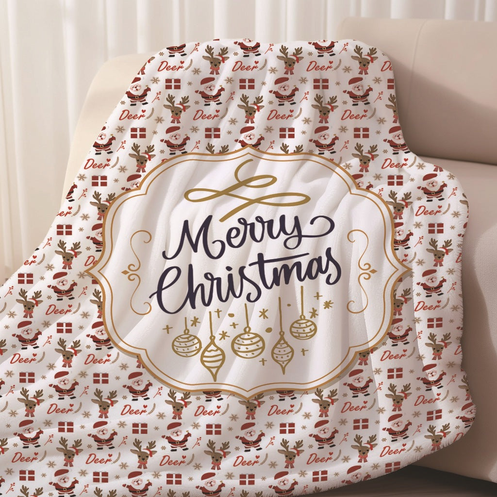 Festive Holiday-Themed Fleece Throw Blanket