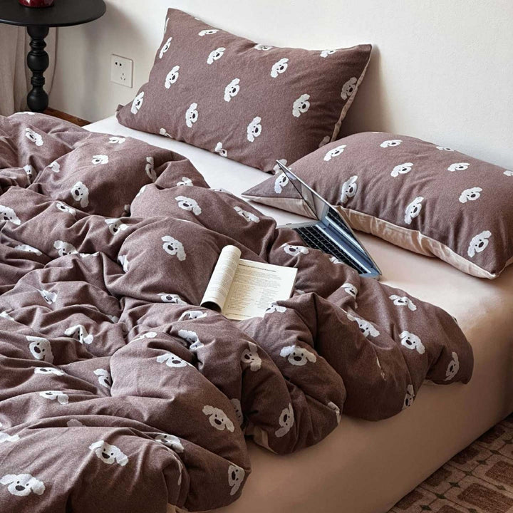 Cherry-Print Cotton Jersey Duvet Cover Set with Matching Pillowcases