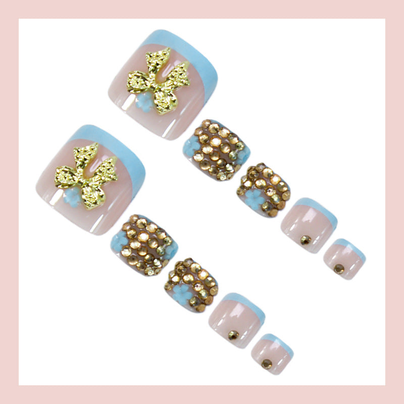 Art nail set with glamorous flower and glitter decorations Stornfield
