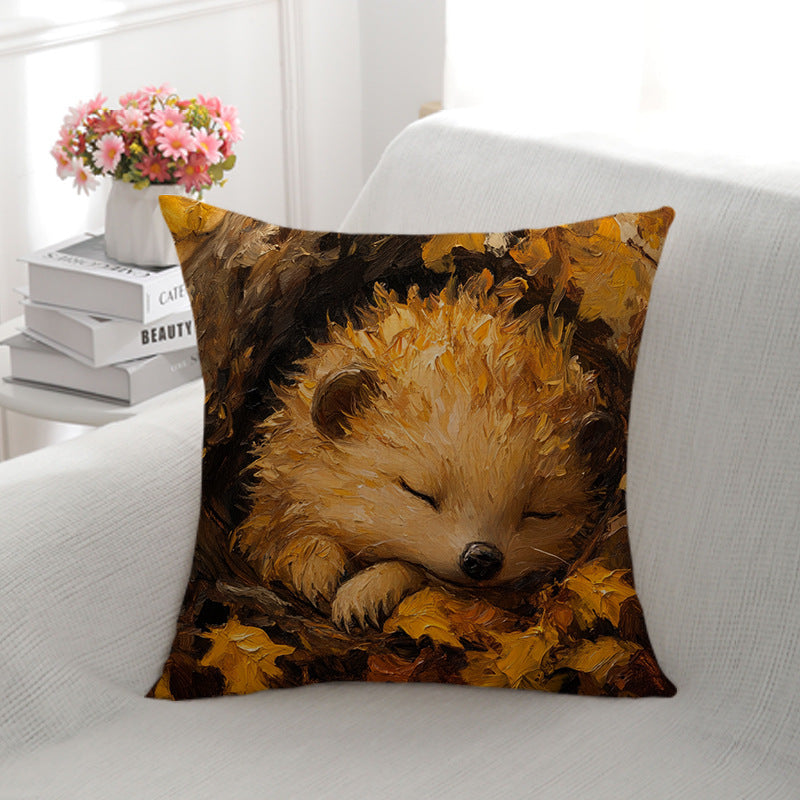 Artistic Hedgehog Print Cushion