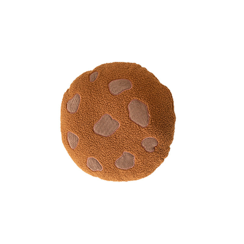 Round cuddle seat cushion with teddy fleece and abstract patch appliqués Stornfield