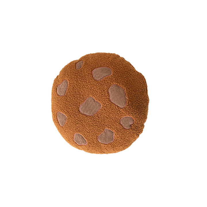 Round cuddle seat cushion with teddy fleece and abstract patch appliqués Stornfield
