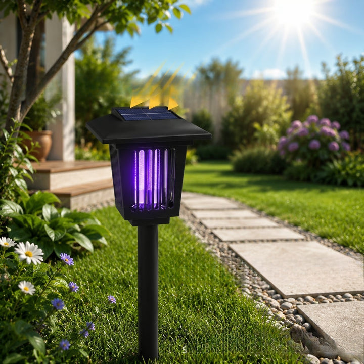 Solar Powered UV Insect Zapper Garden Stake With Integrated Solar Panel And Dusk To Dawn Sensor Stornfield