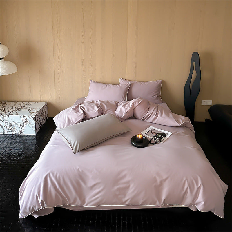 Satin bedding set with breathable cotton blend and soft-touch finish