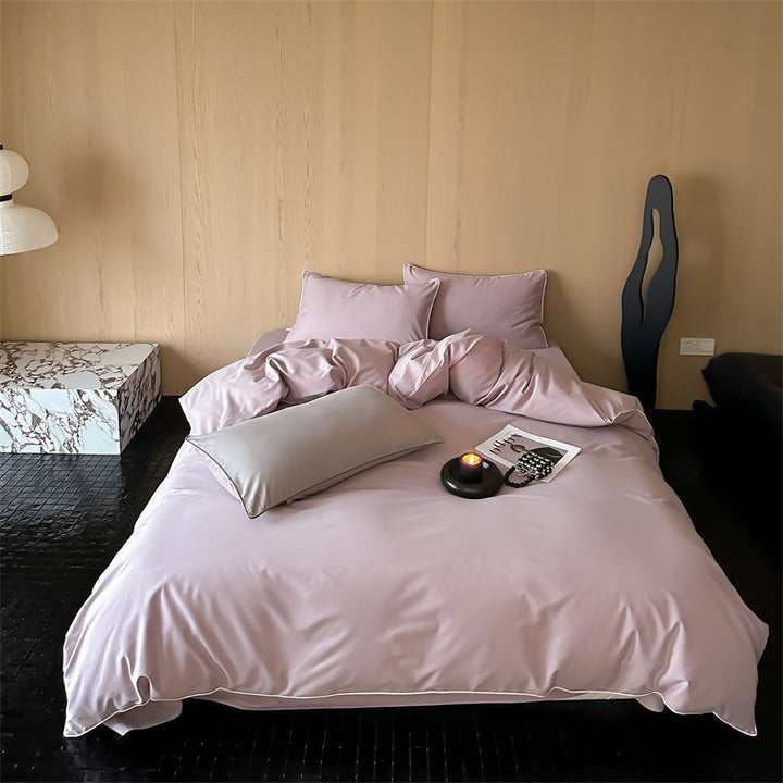 Satin bedding set with breathable cotton blend and soft-touch finish