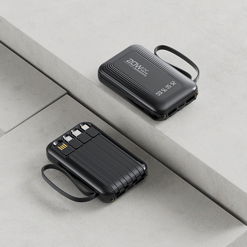 Portable power bank with integrated cable system and LED display Stornfield