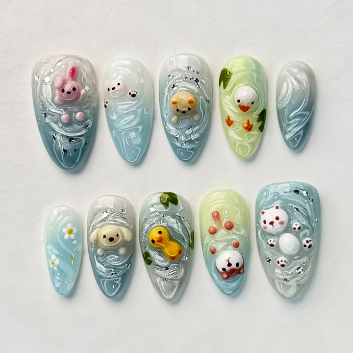 Whimsical Animal-Themed Press-On Nail Collection