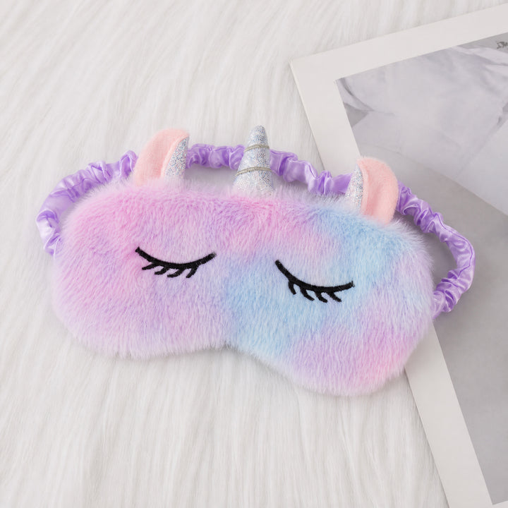 Ladies nan cozy unicorn sleep mask with embroidered eyelashes, soft plush and elastic ruffled ribbon Stornfield