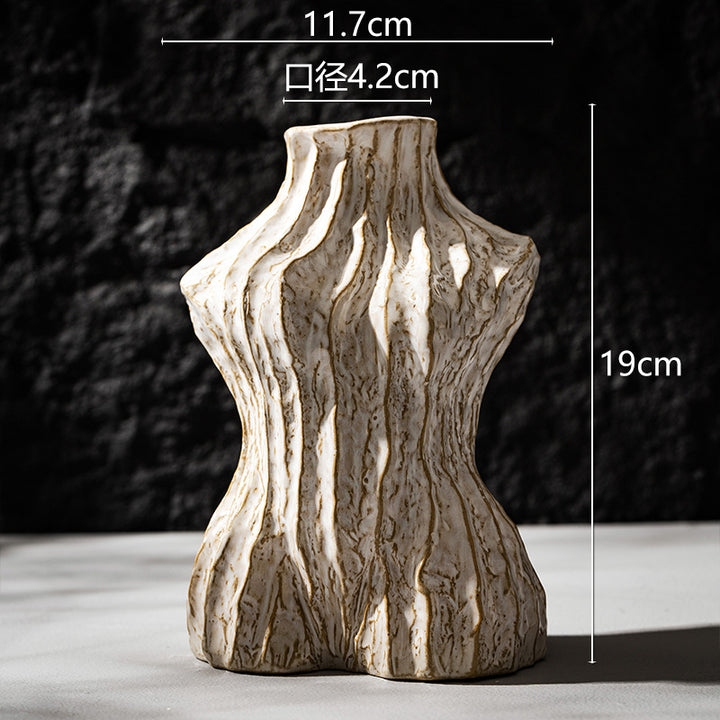 Contoured Bust-Shape Decorative Ceramic Vase