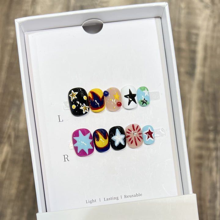 Cosmic-Themed Press-On Nail Art Set Stornfield