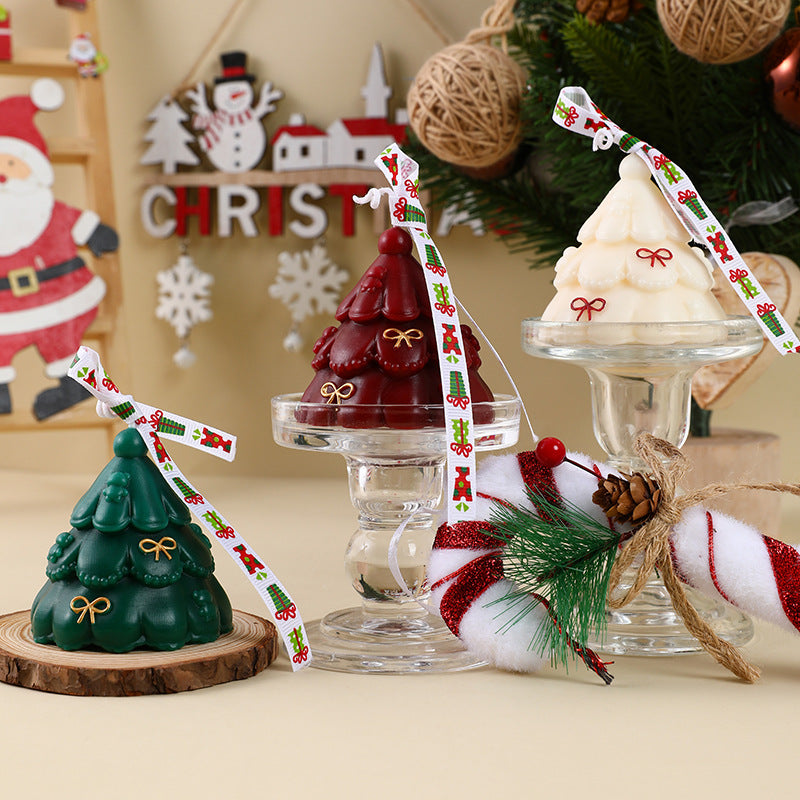 Hand-Poured Christmas Tree Shaped Holiday Scented Decorative Candle with Gift Box