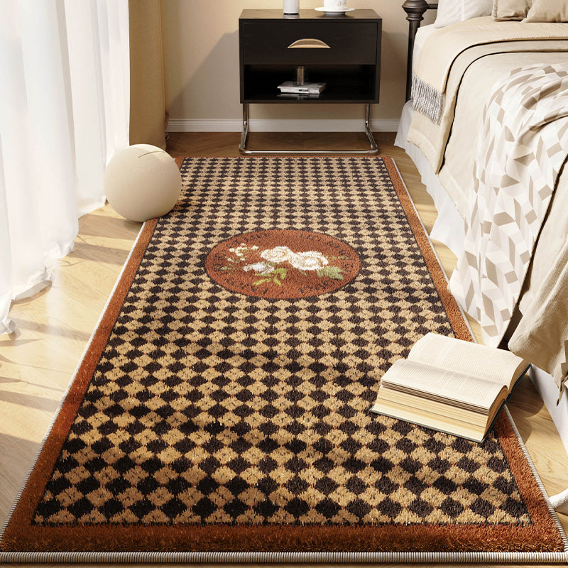 Vintage Checkerboard Pattern Area Runner Rug