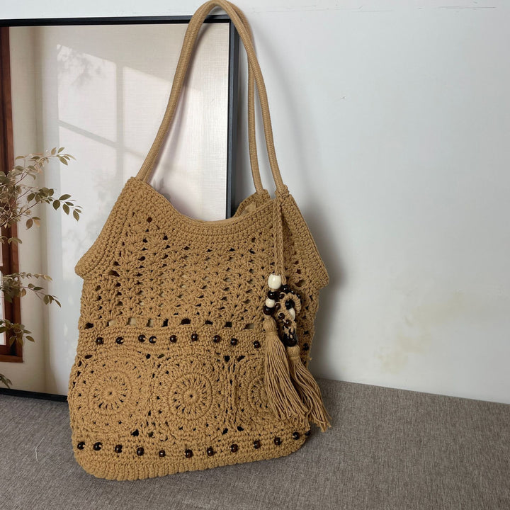 Hand-crocheted shoulder bag with unique fringe design Stornfield
