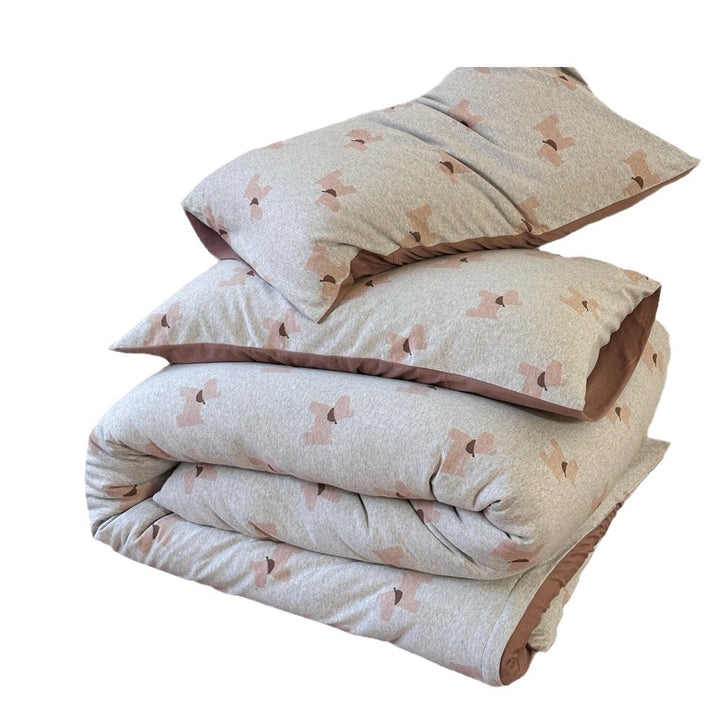 Bedding set made of cotton percale with delicate cherry motif and reversible easy care