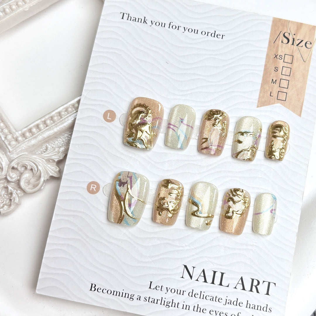 Luxurious Artistic Press-On Nail Design