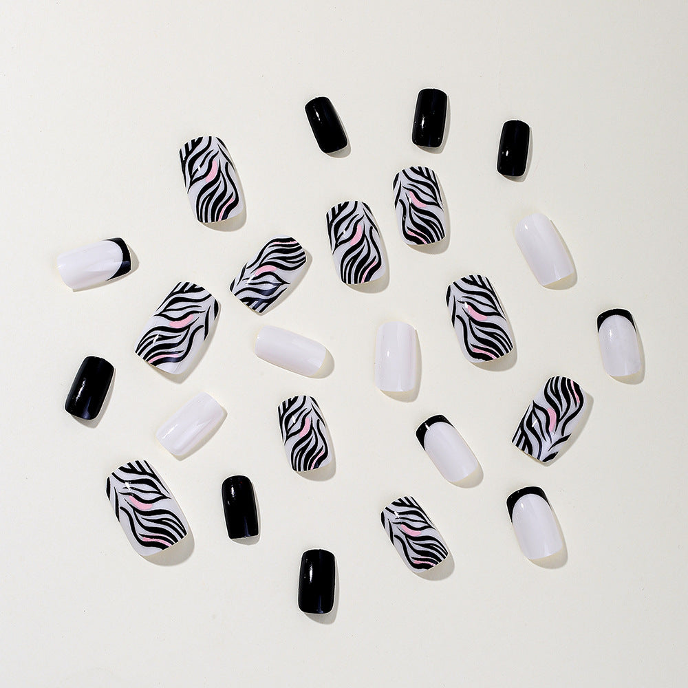 Stylish Zebra Print Acrylic Nail Art Stornfield