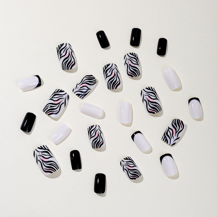 Stylish Zebra Print Acrylic Nail Art Stornfield