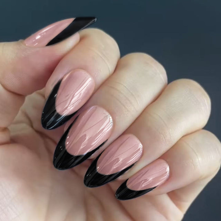 Elegant Stiletto Press-On Nails with Modern French Tip Design Stornfield