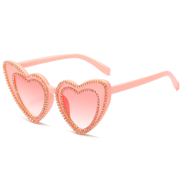 Women's Heart-Shaped Sunglasses with Glitter Accents Stornfield