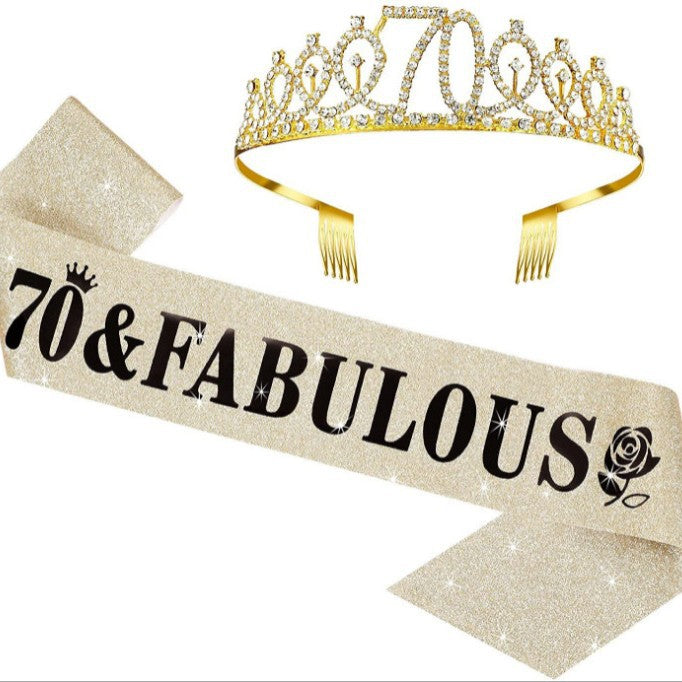 Women's Glittering Birthday Tiara Set with Sash Stornfield
