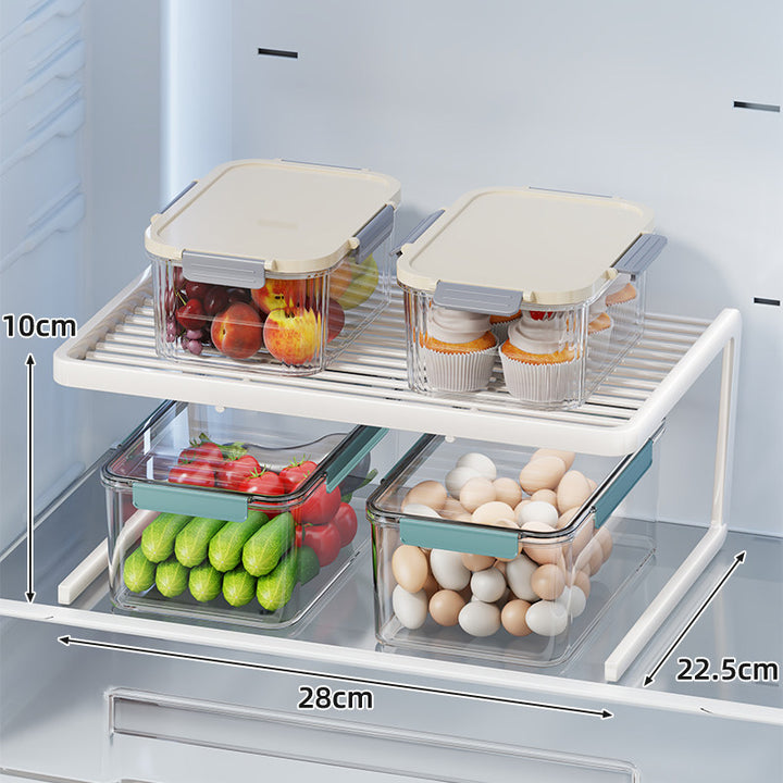 Two-Tier Adjustable Refrigerator Shelf Riser and Fridge Organizer