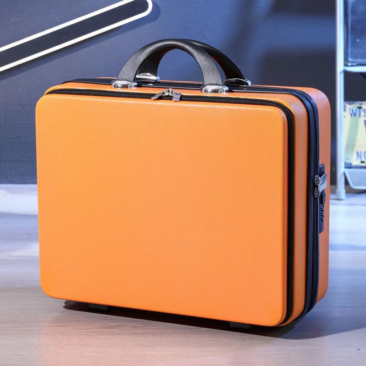 compact hard-shell travel vanity makeup case with TSA combination lock and dual-zip compartments Stornfield