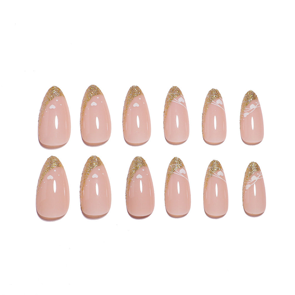Glitter-Accent Almond-Shape Press-On Nail Set Stornfield