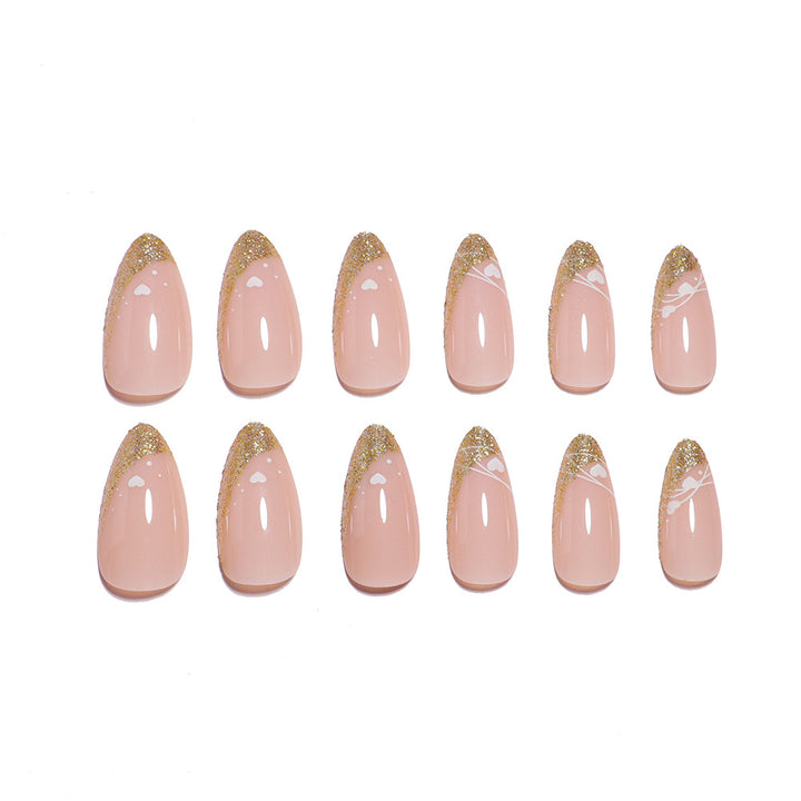 Glitter-Accent Almond-Shape Press-On Nail Set Stornfield