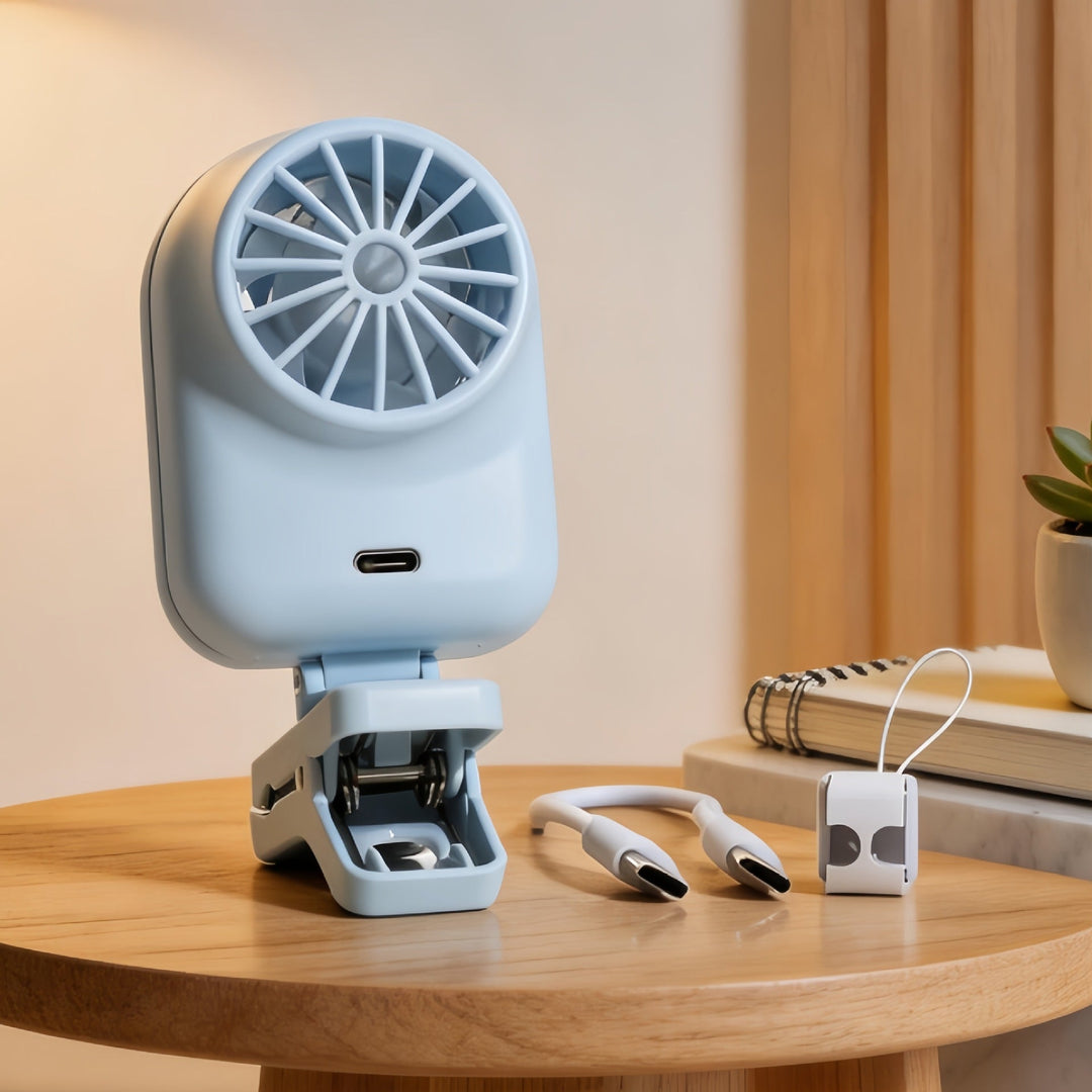 Women's Portable Mini Fan with Digital Display and Flexible Mount Stornfield