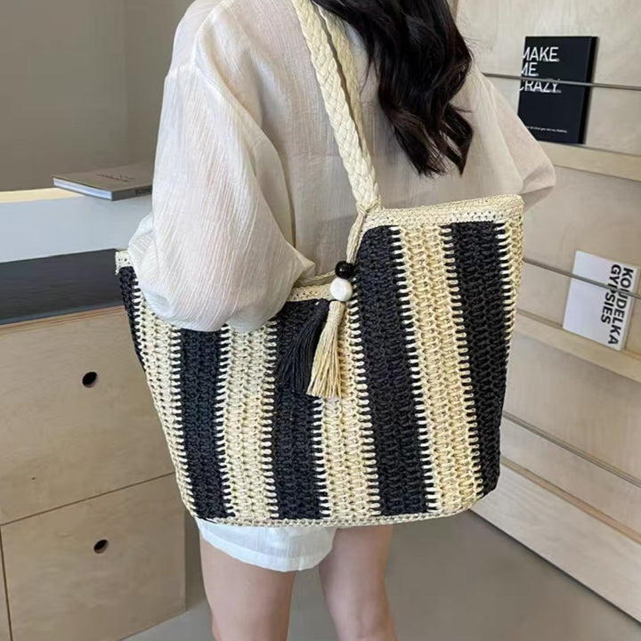 Beach bag with cheerful stripes and tassel details Stornfield