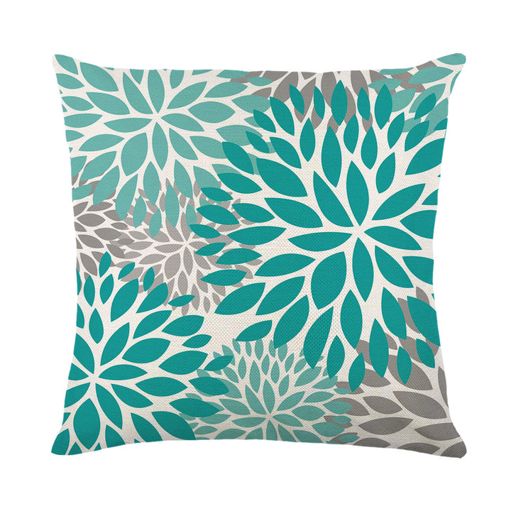 Artistic Daisy Print Linen Throw Pillow
