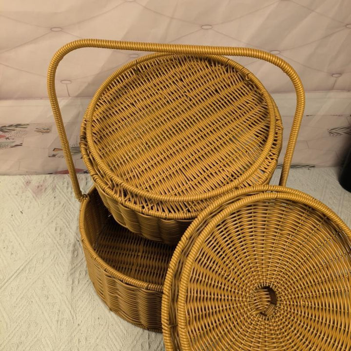 WoElegant Dual-Layer Woven Storage Basket Stornfield
