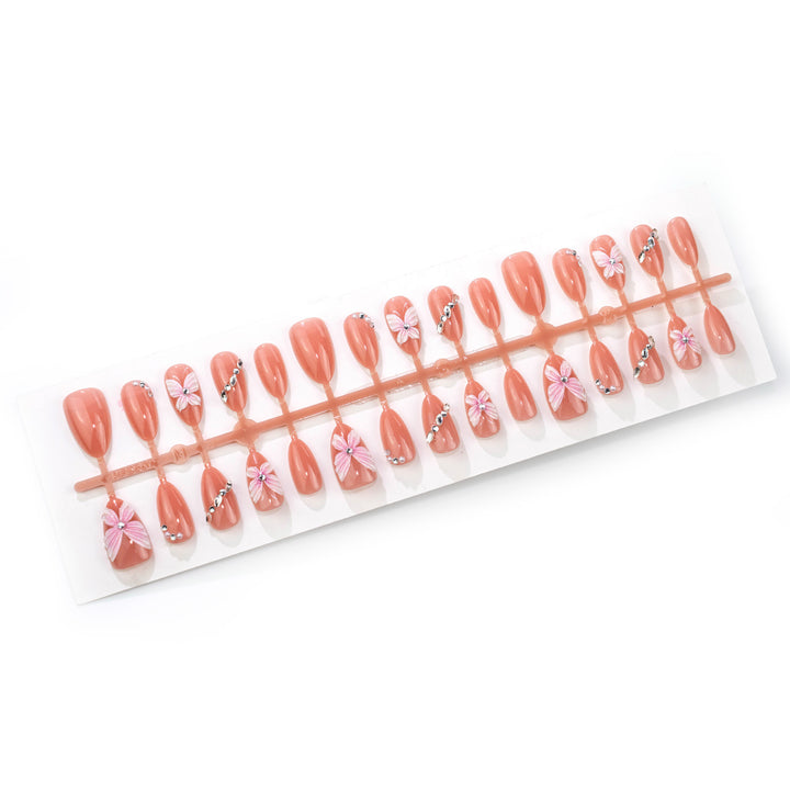 Elegant Butterfly Embellished Press-On Nail Art Stornfield