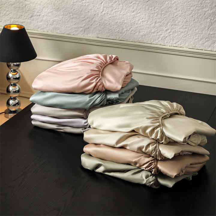 Satin-Feel Deep-Pocket Fitted Sheet Set with Matching Pillowcases