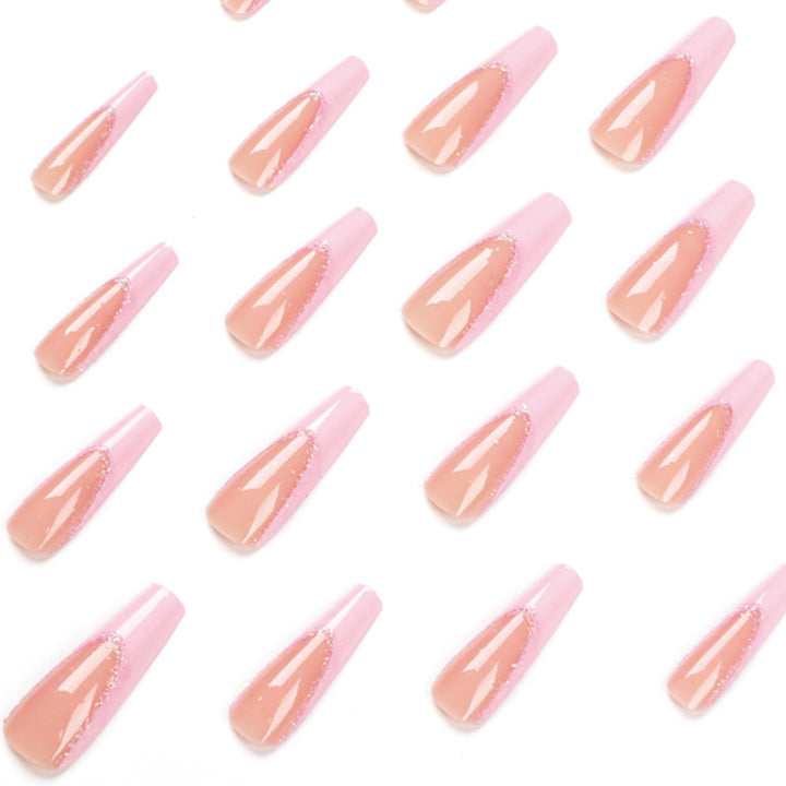 Artificial nail extensions with glitter decoration Stornfield