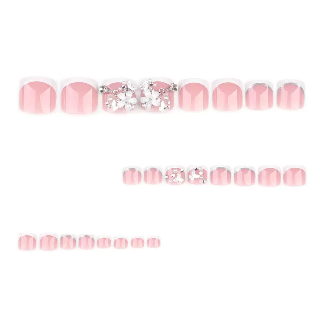 Nail set with elegant flower decorations and high-gloss finish Stornfield