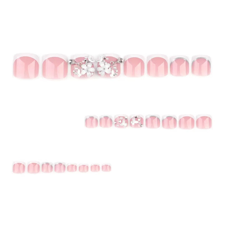 Nail set with elegant flower decorations and high-gloss finish Stornfield