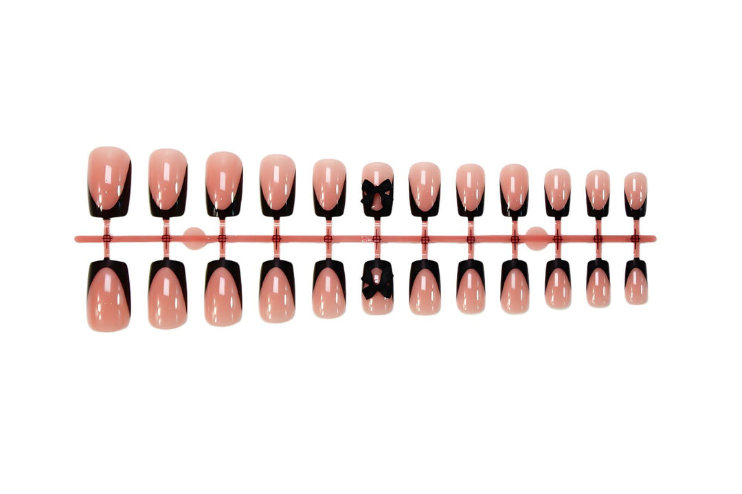 Acrylic Nail Set with Elegant Black Tips and Accessories Stornfield