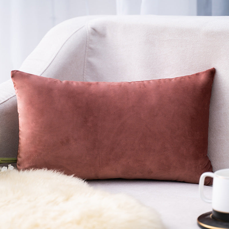 Plush Velvet Lumbar Pillow Cover with Hidden Zipper and Removable Insert Support