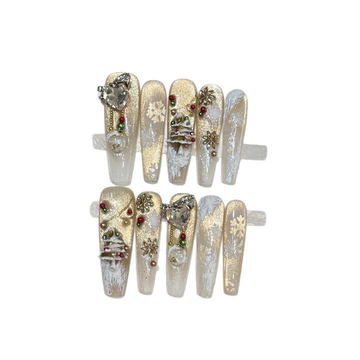 Festive Glamour Stiletto Press-On Nail Art Set Stornfield
