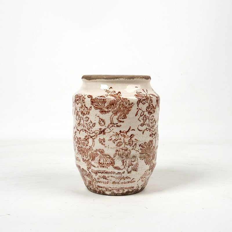 Floral ceramic flower pot with artistic pattern Stornfield