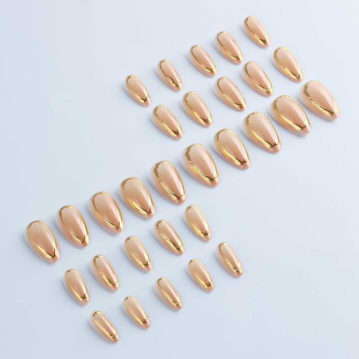 Chic Gold-Trimmed Gel Nail Set Stornfield